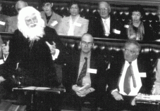Sir Henry Parkes, played by Garry Ridgeway, speaks in the Legislative Assembly Chamber of NSW Parliament at the launch of the Foundation.